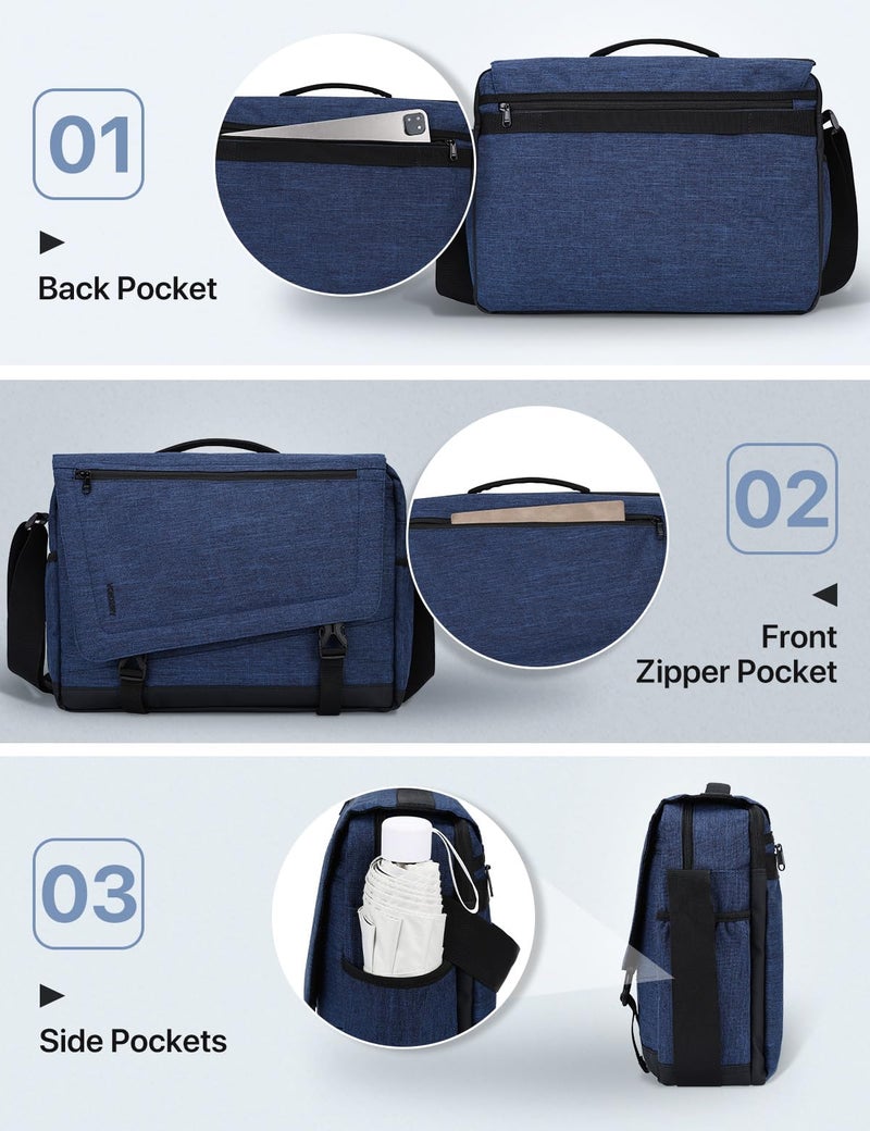 VX VONXURY Messenger Bag for Men, Lightweight Water Resistant 15.6 Laptop Shoulder Bag for Business Work Travel Blue - Image 4